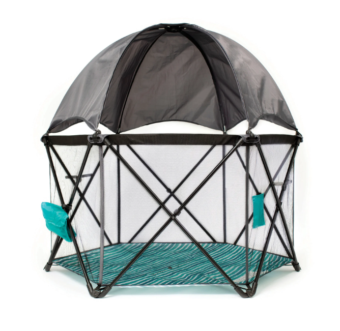 Baby Delight Go With Me Eclipse Portable Playard, Regular, Watercolor Stripe with Grey Canopy