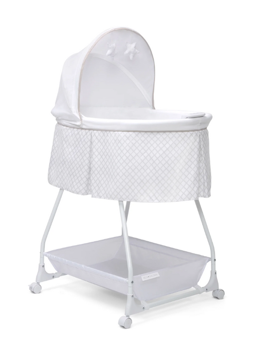 Delta Children Deluxe Soothing Dreams Bassinet, Grey Lattice