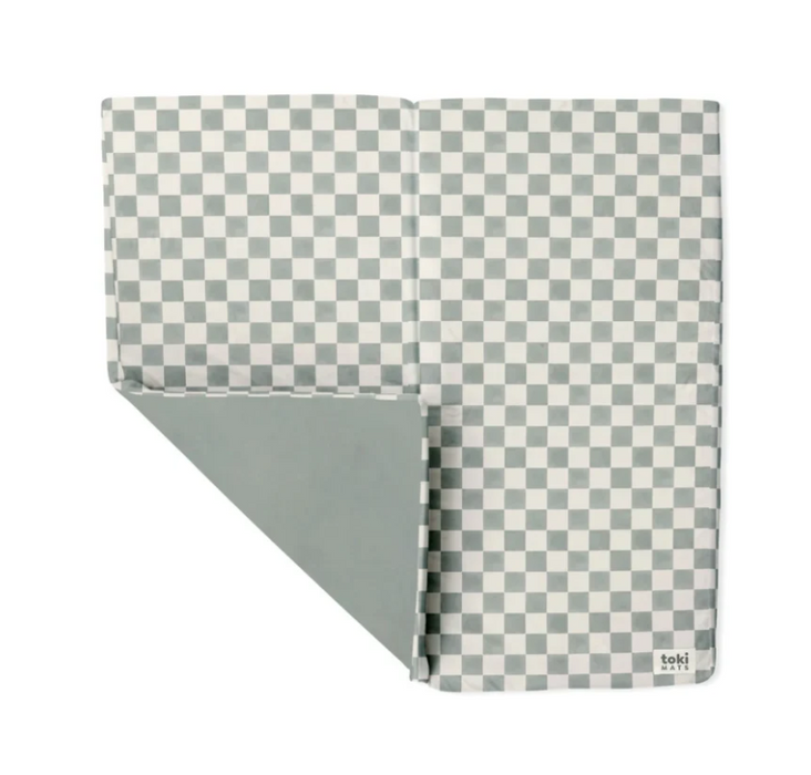 Toki Kids Mega Padded Play Mat 55" x 55", Checker  Matcha