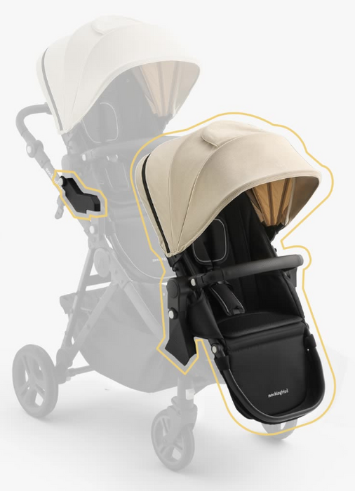 Mockingbird 2nd Seat Kit 3.0, Charcoal with Black Leather, Oatmeal Solid