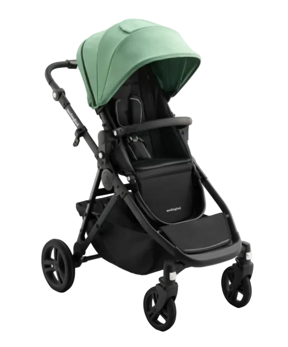Shop Mockingbird Single to Double 3.0 Stroller, 2025, Charcoal with Black Leather, Sage at GoodBuy Gear