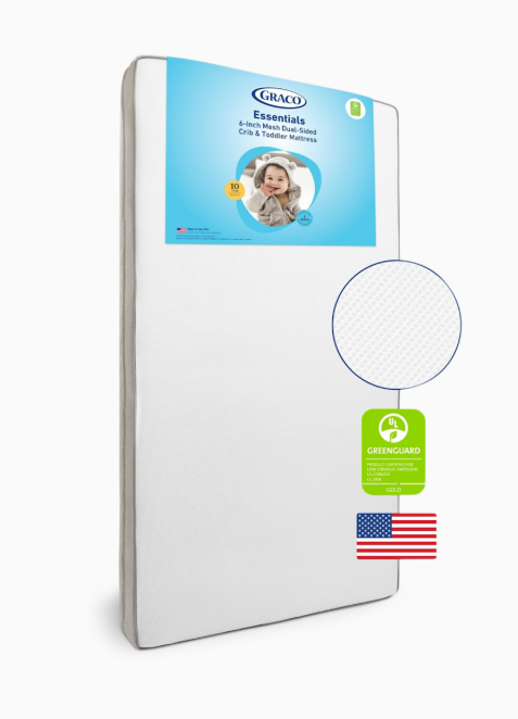 Graco Essentials 6-Inch Mesh Crib & Toddler Mattress, Premium Ultra Soft Cover