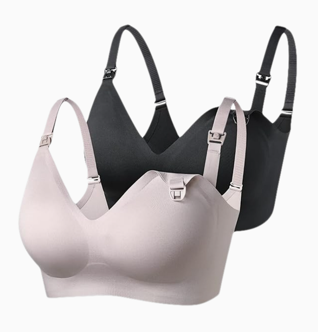 Momcozy Ultra Soft & Omni Maternity Nursing Bra (2 Pack), Black/Brown, XXXLarge