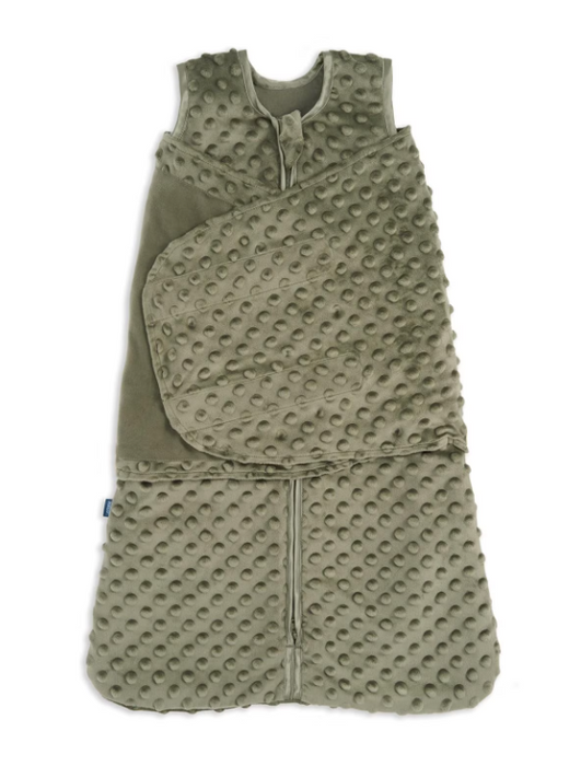 Halo Sleepsack Swaddle Plushy Dot Velboa, Olive Green, Small
