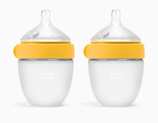 Comotomo Baby Bottles, 5 ounce, Pack of 2, Yellow