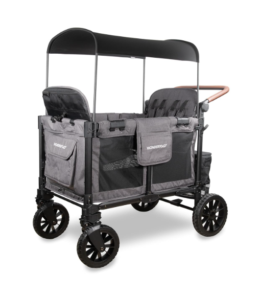 Wonderfold W4 Luxe Quad Stroller Wagon, 2025, Charcoal Grey with Black Frame