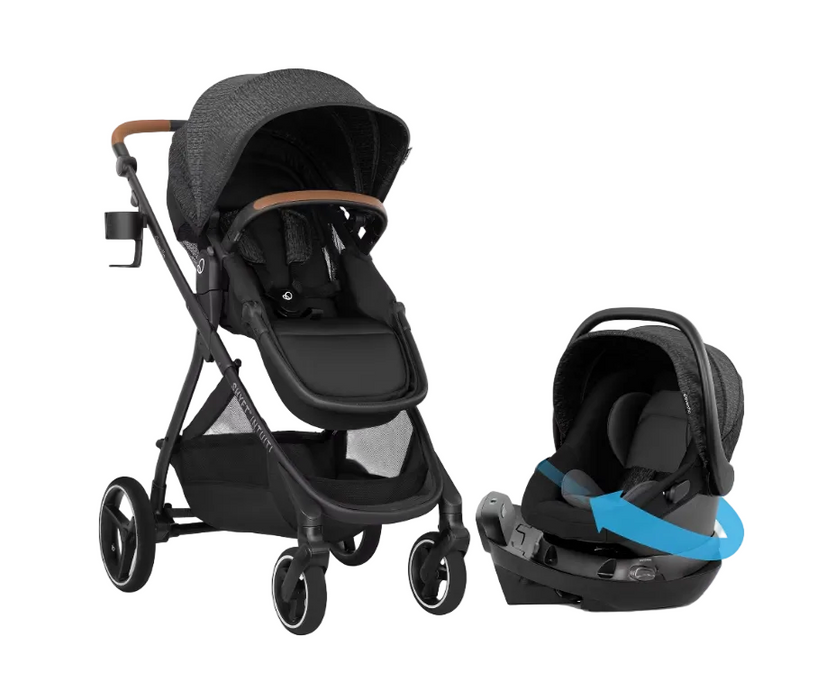 Evenflo Shyft Intuiti+ Travel System with Revolve180 LiteMax NXT Rotational Infant Car Seat, 2026, Base Model, Black Shale