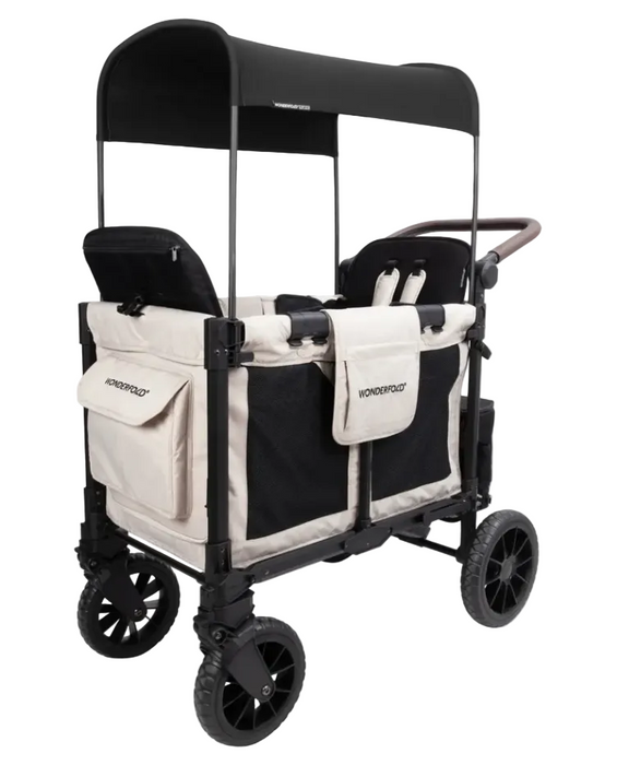 Wonderfold W2 Luxe Pro Double Stroller Wagon, Sandy Beige, 2 Seater