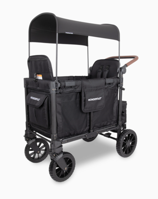 Wonderfold W2 Luxe Pro Double Stroller Wagon, Jet Black, 2 Seater