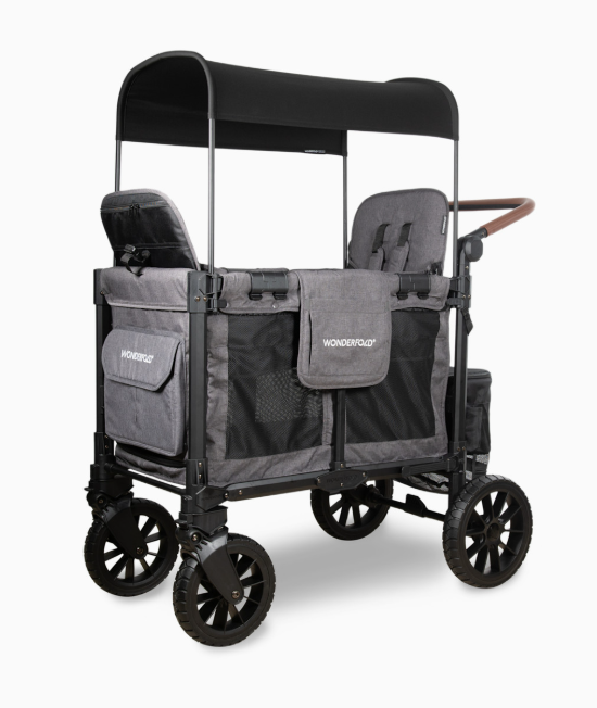 Wonderfold W2 Luxe Pro Double Stroller Wagon, Charcoal Gray, 2 Seater