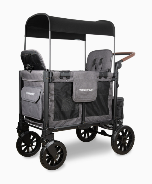Wonderfold W2 Luxe Pro Double Stroller Wagon, Charcoal Gray, 2 Seater