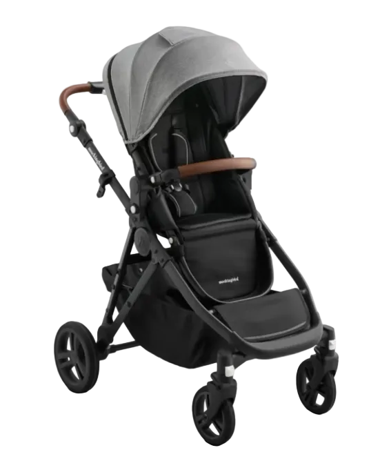 Mockingbird Single to Double 3.0 Stroller, 2025, Heather Grey, Charcoal with Penny Leather