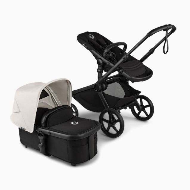 Bugaboo Kangaroo Complete Stroller + Bassinet Bundle, 2025, Black Frame, Midnight Black, Misty White