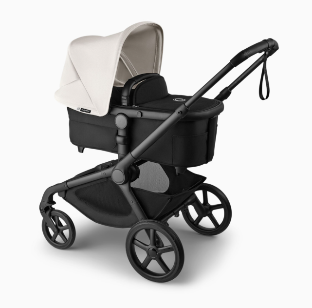 Bugaboo Kangaroo Complete Stroller + Bassinet Bundle, 2025, Black Frame, Midnight Black, Misty White