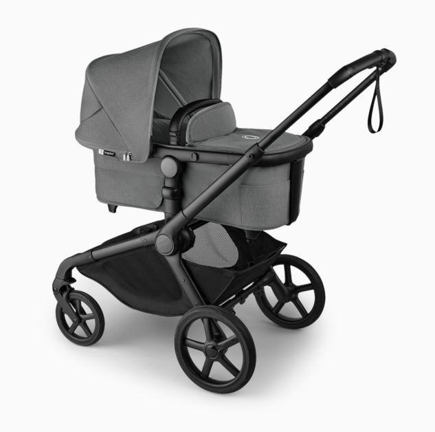Bugaboo Kangaroo Complete Stroller + Bassinet Bundle, 2025, Black Frame, Moon Grey, Moon Grey