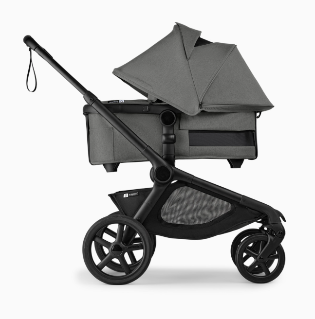 Bugaboo Kangaroo Complete Stroller + Bassinet Bundle, 2025, Black Frame, Moon Grey, Moon Grey