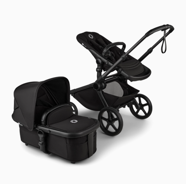 Bugaboo Kangaroo Complete Stroller + Bassinet Bundle, 2025, Black, Black Frame, Midnight Black