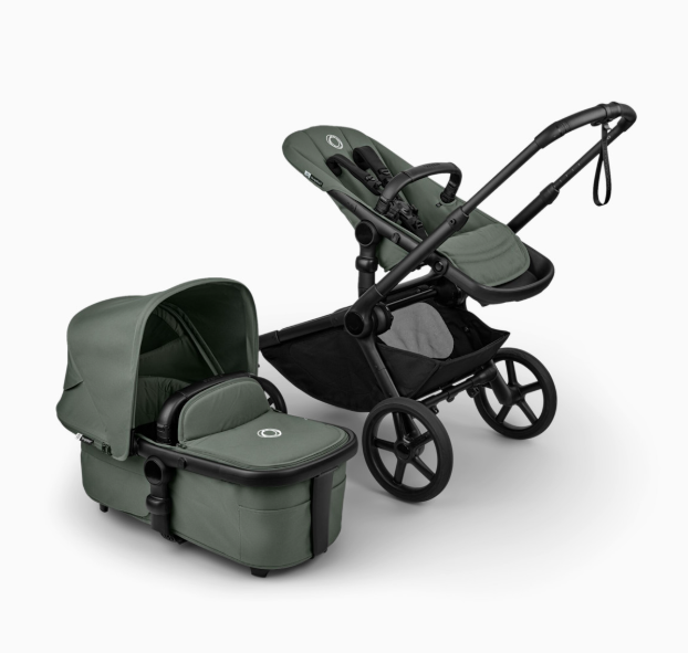 Bugaboo Kangaroo Complete Stroller + Bassinet Bundle, 2025, Black Frame, Forest Green, Forest Green