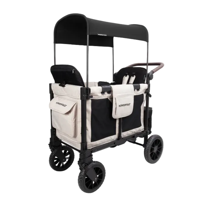 Wonderfold W2 Luxe Pro Double Stroller Wagon, 2 Seater, Sandy Beige