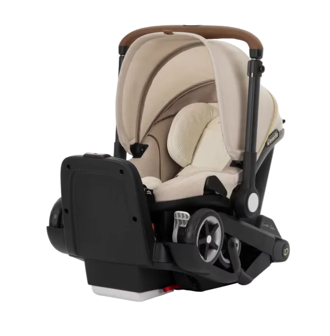 Evenflo Gold Shyft Dual Ride Infant Car Seat Stroller Combo, Champagne, 2025, with Green/Gentle Fabric