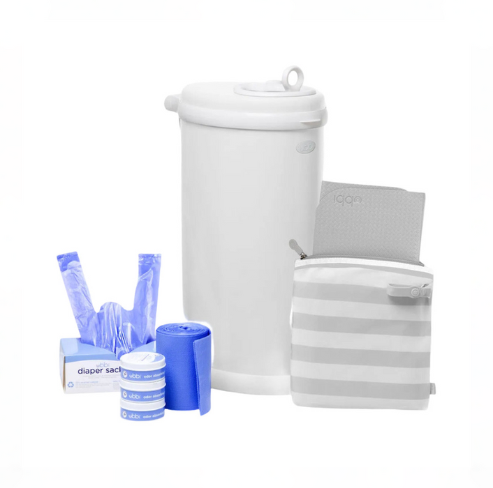 Shop Ubbi Diaper Pail Value Gift Set, Matte White, With Tote Bag at GoodBuy Gear