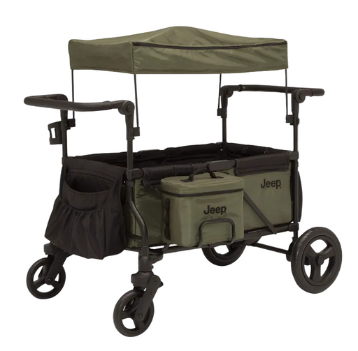 Shop Delta Children Jeep Deluxe Wrangler Wagon Stroller with Cooler Bag and Parent Organizer, Green, 2 Seater at GoodBuy Gear