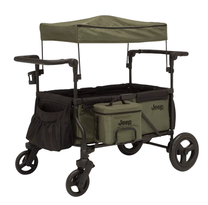 Shop Delta Children Jeep Deluxe Wrangler Wagon Stroller with Cooler Bag and Parent Organizer, Green, 2 Seater at GoodBuy Gear