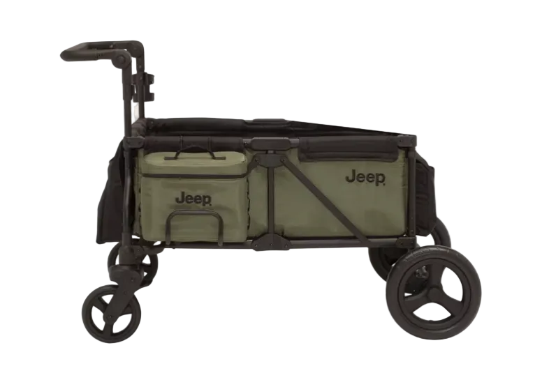 Shop Delta Children Jeep Deluxe Wrangler Wagon Stroller with Cooler Bag and Parent Organizer, Green, 2 Seater at GoodBuy Gear