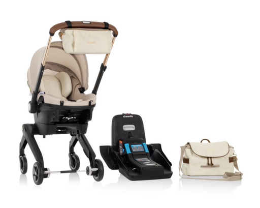 Shop Evenflo Shyft Dual Ride Infant Car Seat Stroller Combo, Champagne, 2025, with Carryall Storage and Green & Gentle Fabric at GoodBuy Gear