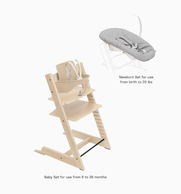 Shop Stokke Tripp Trapp High Chair² with Newborn Set, Grey, Natural, Natural with Beige Harness at GoodBuy Gear