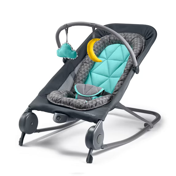Summer Infant 2-in-1 Baby Bouncer And Rocker Duo, Gray and Teal