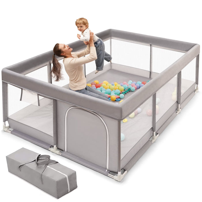 Babyeap Baby Playpen Large Play Yard Fence for Toddlers, Gray, 50"x50"