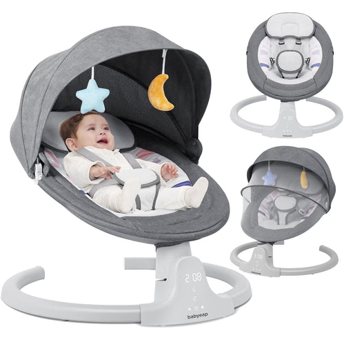 Shop Babyeap Motorized Baby Swing with Music and Remote Control, Grey at GoodBuy Gear