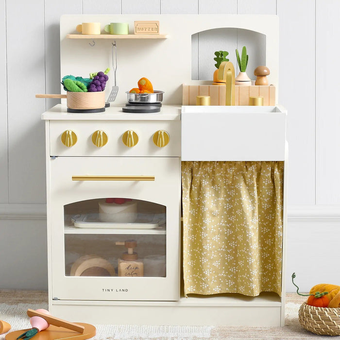 Shop Tiny Land Wooden Play Kitchen Honey Kitchenette with Pretend Cooking Set at GoodBuy Gear
