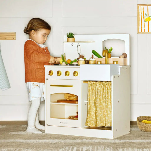 Shop Tiny Land Wooden Play Kitchen Honey Kitchenette with Pretend Cooking Set at GoodBuy Gear