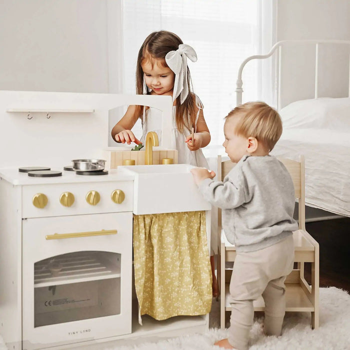 Shop Tiny Land Wooden Play Kitchen Honey Kitchenette with Pretend Cooking Set at GoodBuy Gear
