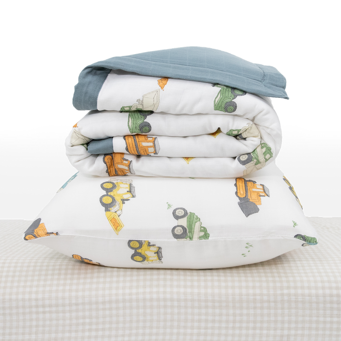 Shop Little Unicorn Cotton Muslin Toddler Bedding 3 Piece Set, Work Trucks at GoodBuy Gear
