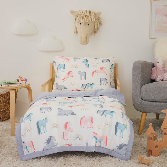 Shop Little Unicorn Cotton Muslin Toddler Bedding 3 Piece Set, Unicorns at GoodBuy Gear