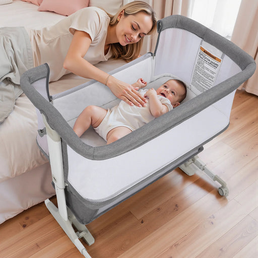 Shop Vomeast Baby Bassinet Bedside Sleeper with Wheels, Gray at GoodBuy Gear