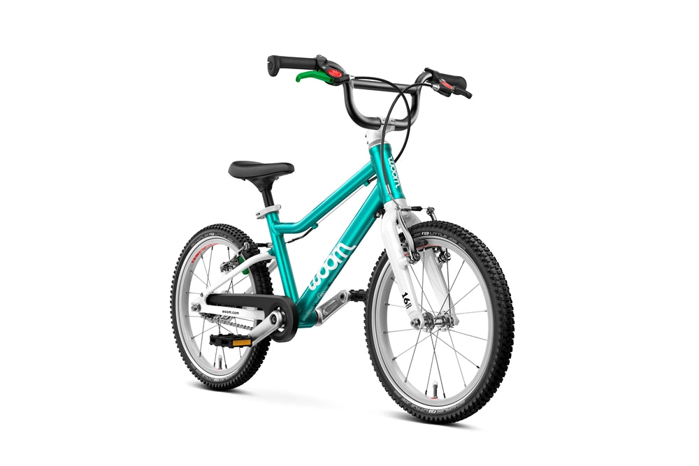 Shop Woom GO 3 Bike "16, AUTOMAGIC, Metallic turquoise at GoodBuy Gear