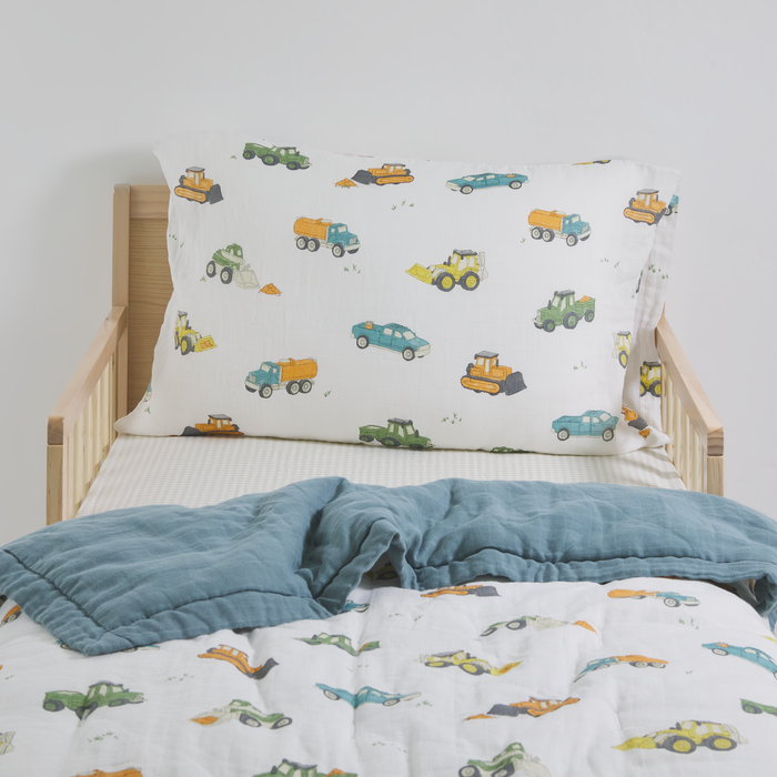 Shop Little Unicorn Cotton Muslin Toddler Bedding 3 Piece Set, Work Trucks at GoodBuy Gear