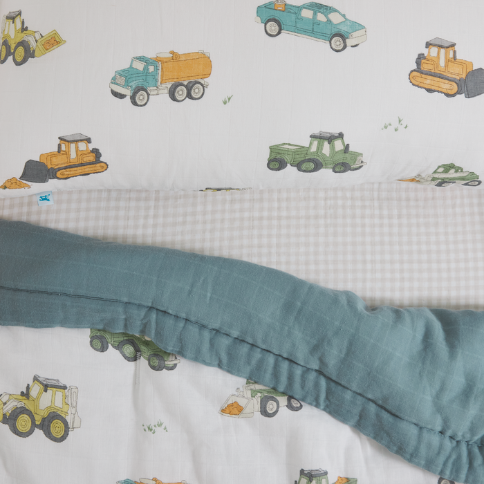 Shop Little Unicorn Cotton Muslin Toddler Bedding 3 Piece Set, Work Trucks at GoodBuy Gear