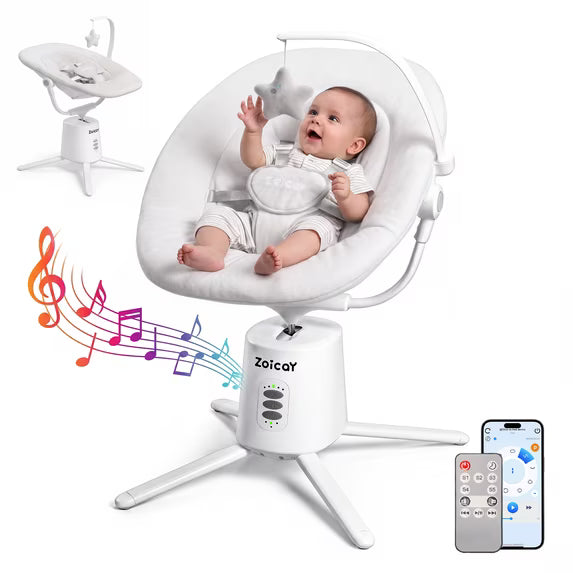 Zoicay Electric Baby Swing with App Remote Control, White