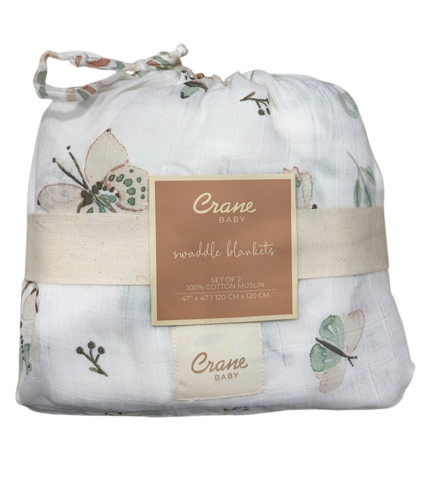 Shop Crane Baby Cotton Muslin Swaddle Set of 2, Parker Butterfly/Rainbow at GoodBuy Gear