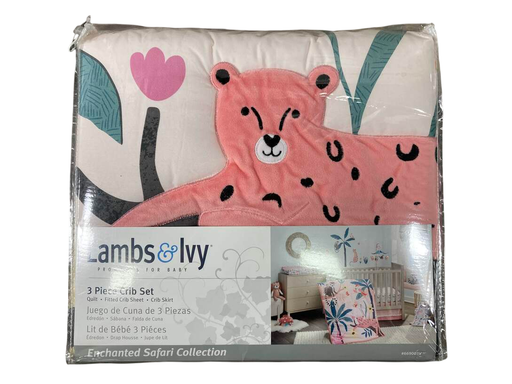 used Lambs & Ivy 3 Piece Crib Set, Enchanted Safari