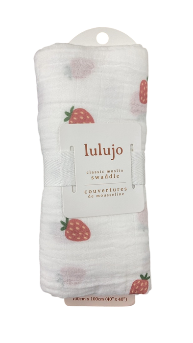 Shop Lulujo Muslin Swaddle Blanket, Strawberry at GoodBuy Gear