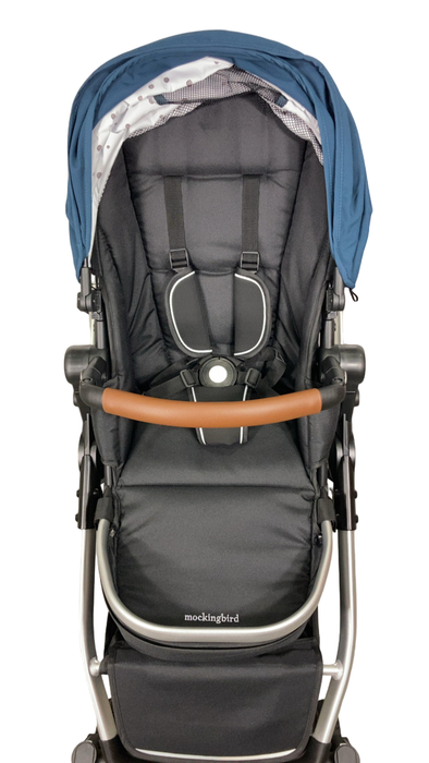 Shop Mockingbird Single to Double 2.0 Stroller, 2024, Sea, Silver With Penny Leather, Watercolor Drops at GoodBuy Gear