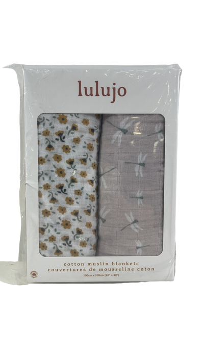 Shop Lulujo Muslin Swaddle Blankets 2 Pack, Vintage Floral & Dragonfly at GoodBuy Gear