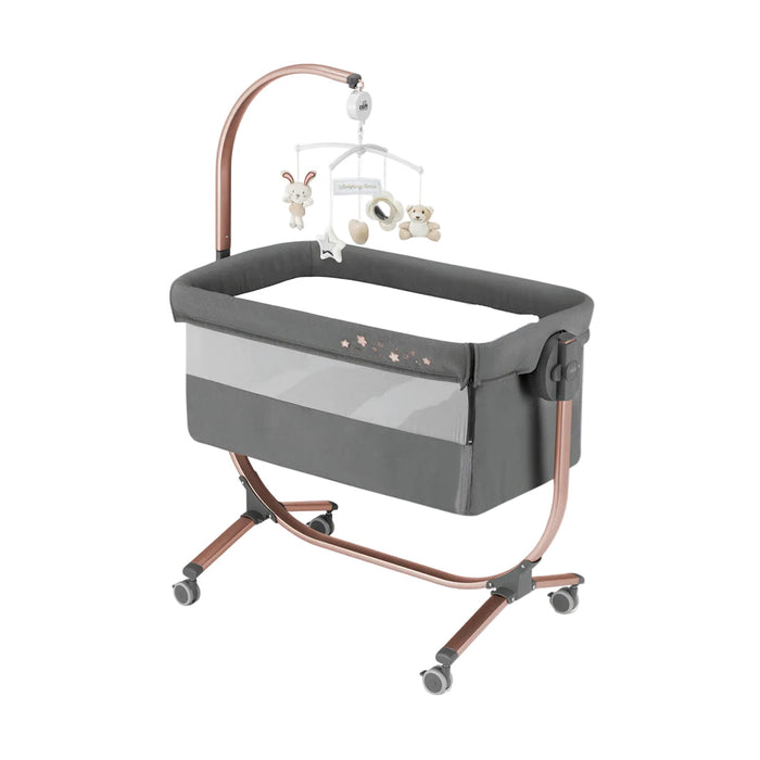 Sorelle Cullami Co Sleeper Crib with Mobile, Rose Gold/Grey
