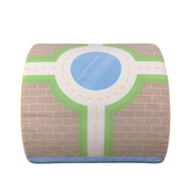 Cylindrical object with road design on a white background